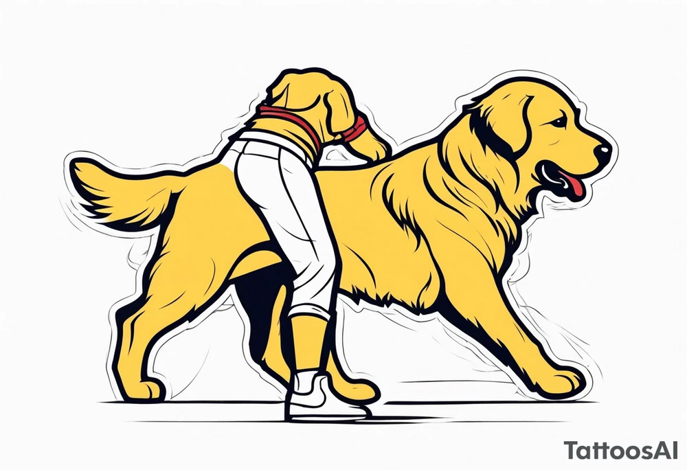 a golden retriever in human wrestling clothes tattoo idea