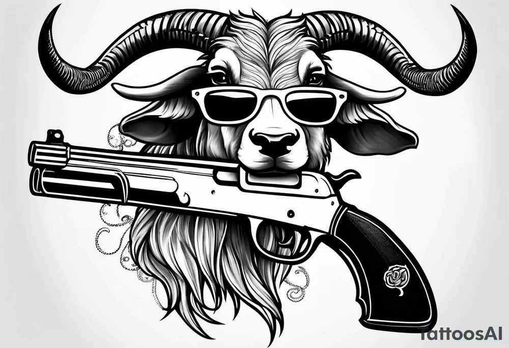 capricorn with sunglasses and shotgun tattoo idea