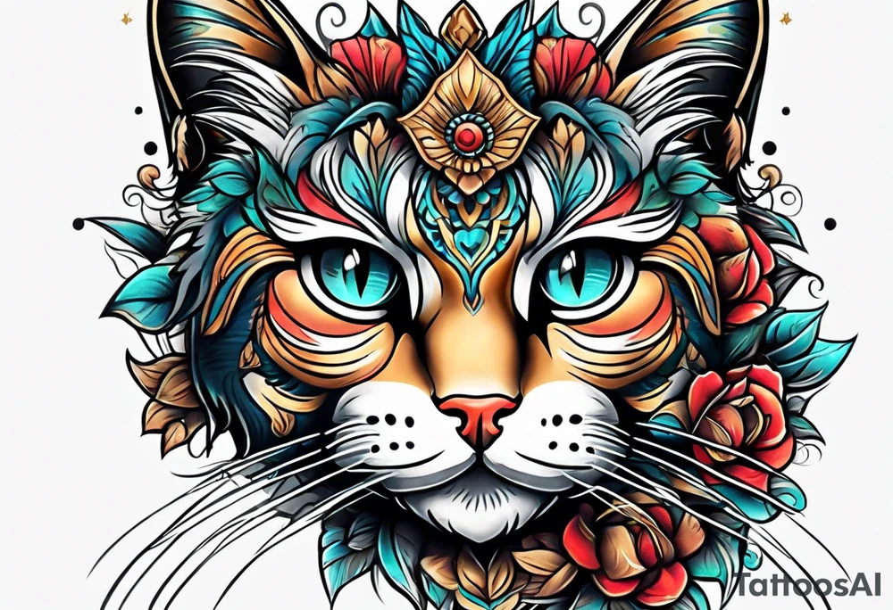 Cat face tattoo idea