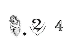 (Queen of hearts, 2 of hearts and 4 of hearts) playing cards tattoo idea