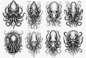 lovecraft theme with tentacle+++ and eyes for forearms tattoo idea