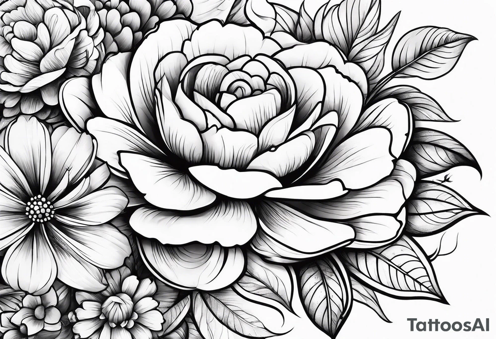 Arm sleeve dedicated to mom with rainbow flowers tattoo idea