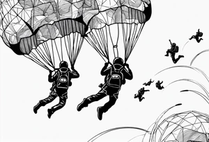 sky divers parachuting tattoo idea