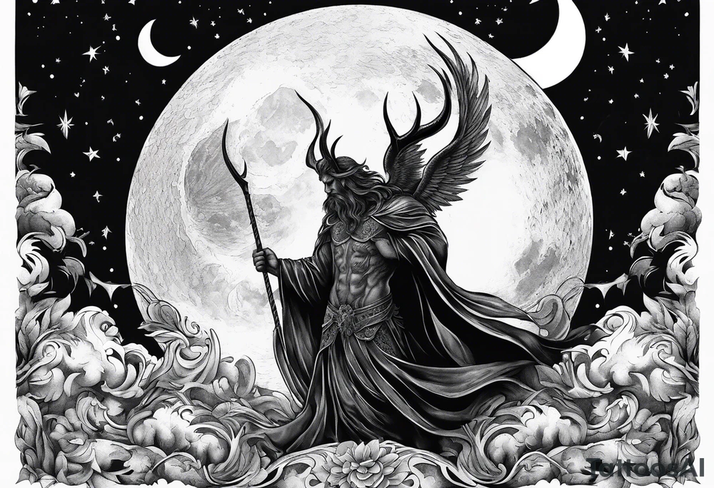 Lucifer hug the moon tattoo idea