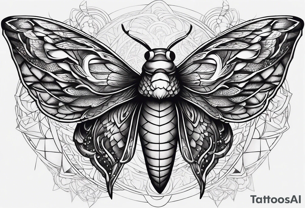 moth, “snake head wings” tattoo idea
