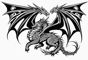 Celtic dragon flying downward tattoo idea