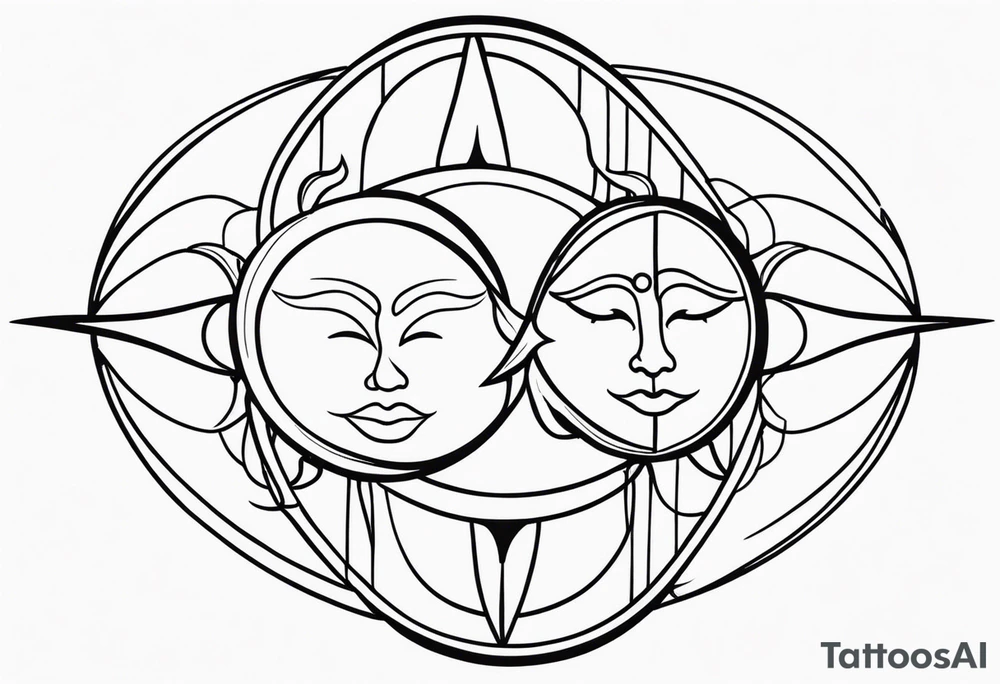 Sun and moon intertwined. tattoo idea