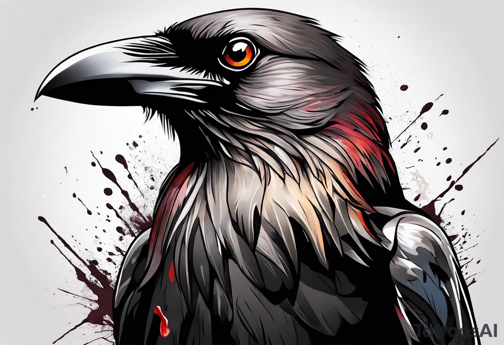 crow bleeding from eyes tattoo idea
