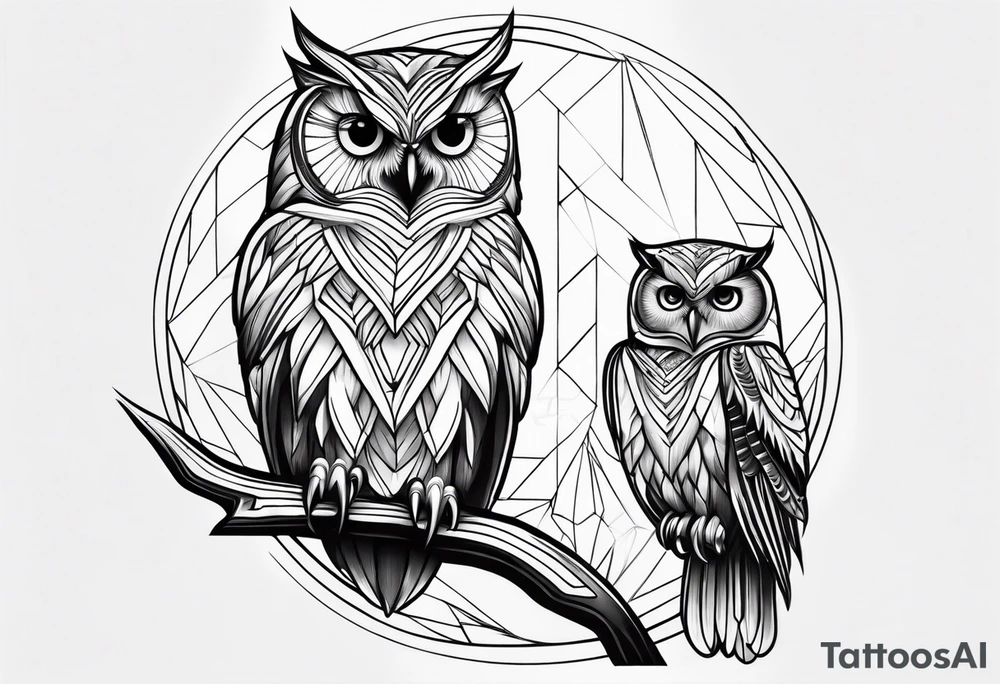Mom and baby owl tattoo idea