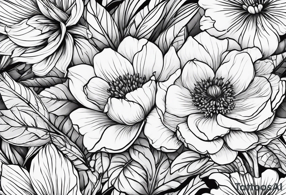 Plants outlines tattoo idea