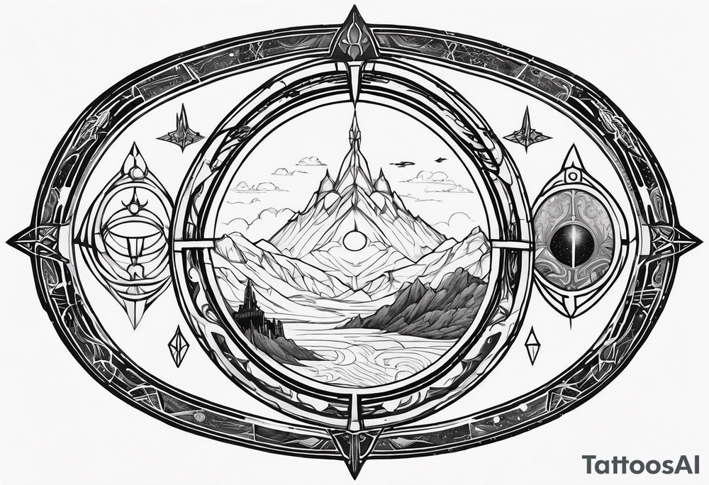 Lord of the rings with Star wars square symbols tattoo idea