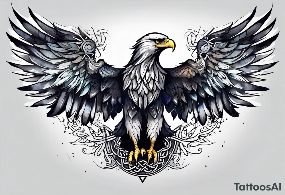 Celtic Eagle with wings spread tattoo idea