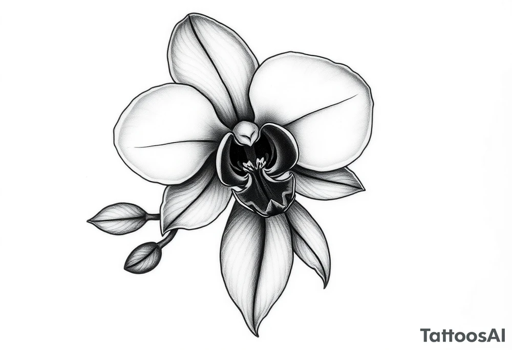 orchid with leavs tattoo idea