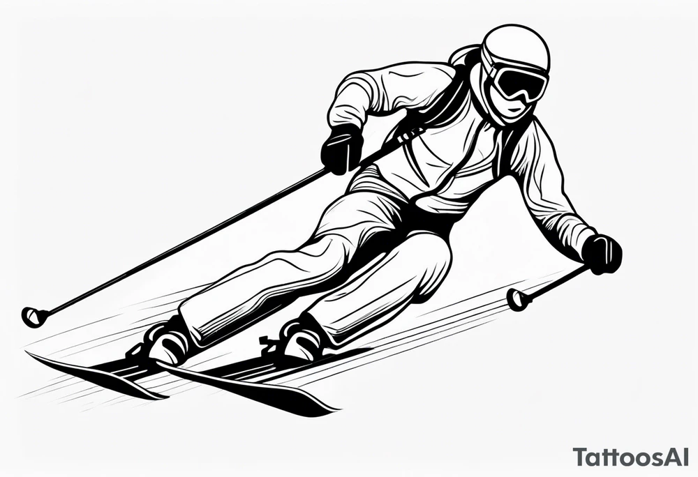 Skier in motion, fine line, more abstract tattoo idea