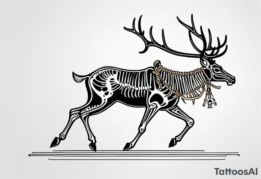 death riding on a reindeer skeleton tattoo idea
