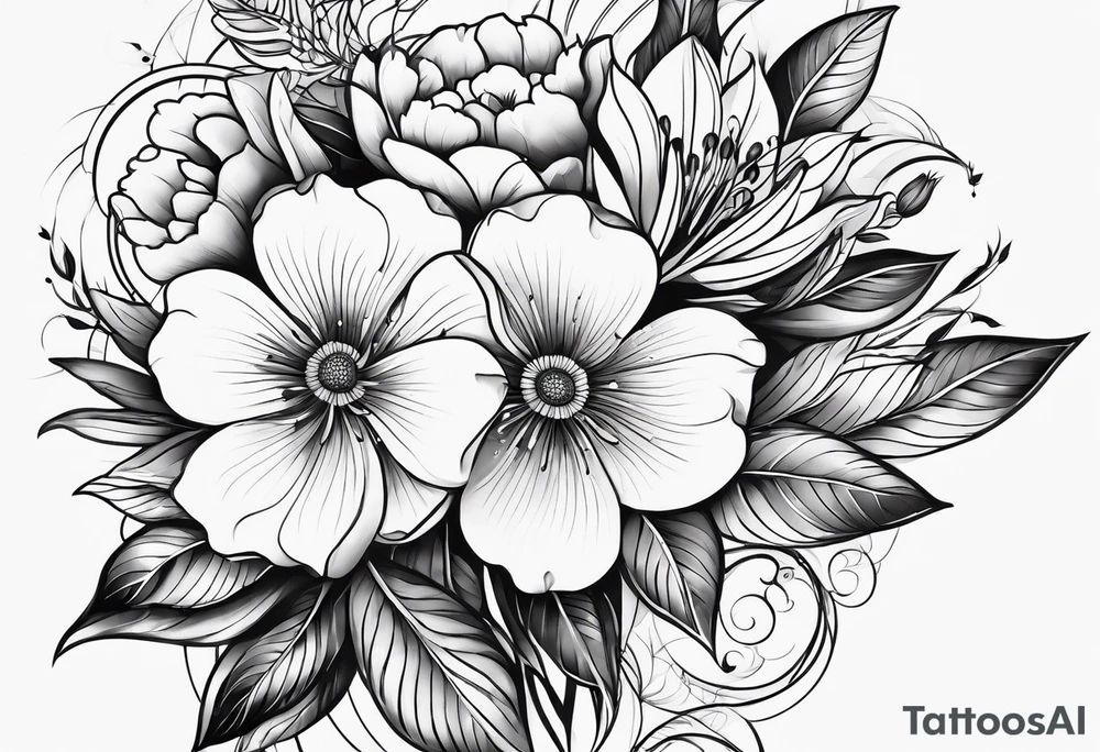 Épaule fleurs tattoo idea