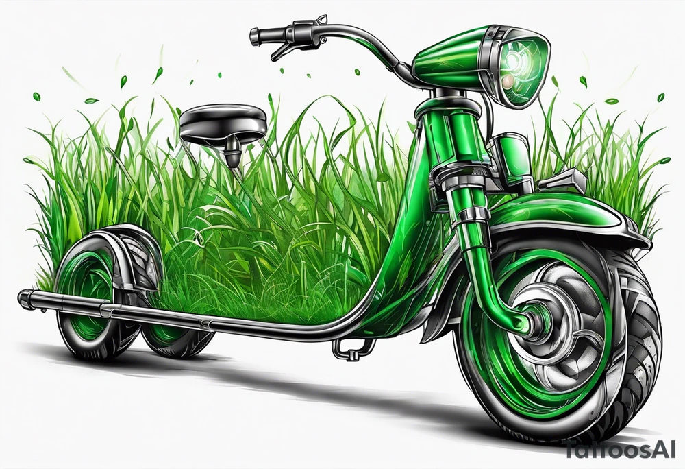 Automatic lawn sprinkler with green grass tattoo idea