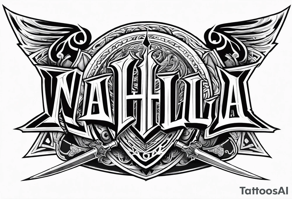 Valhalla sword shield lightning tattoo idea