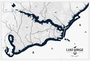 map of Lake George, NY with small hashmarks filling it throughout tattoo idea