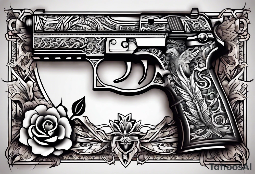 The letters AR with pistols on each side tattoo idea