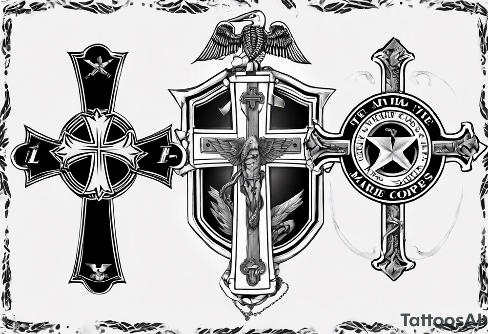 Cross, family, Marine Corps tattoo idea