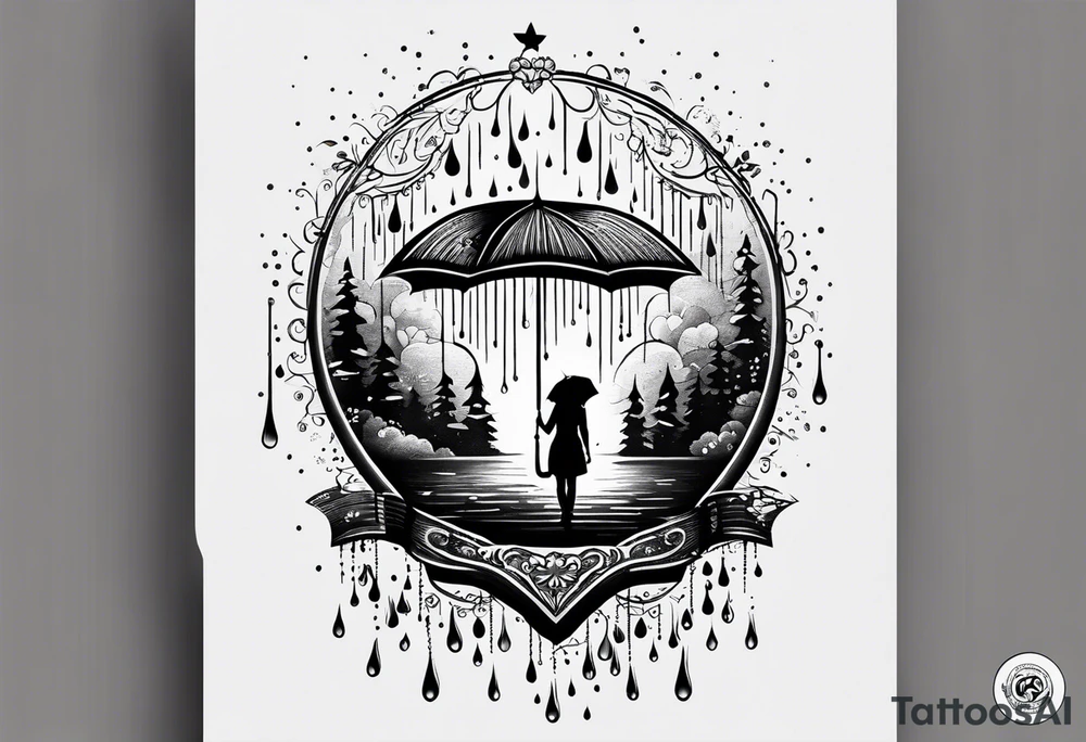 A small tattoo that shows the love for rain tattoo idea