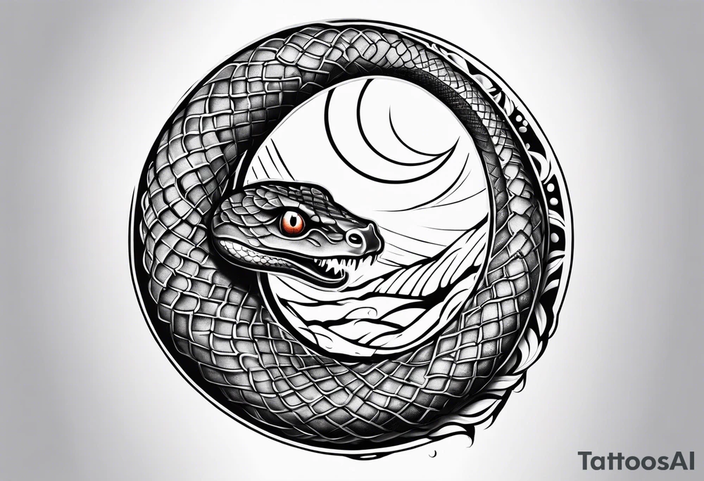 snake as a crescent moon tattoo idea
