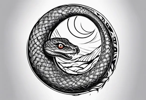 snake as a crescent moon tattoo idea
