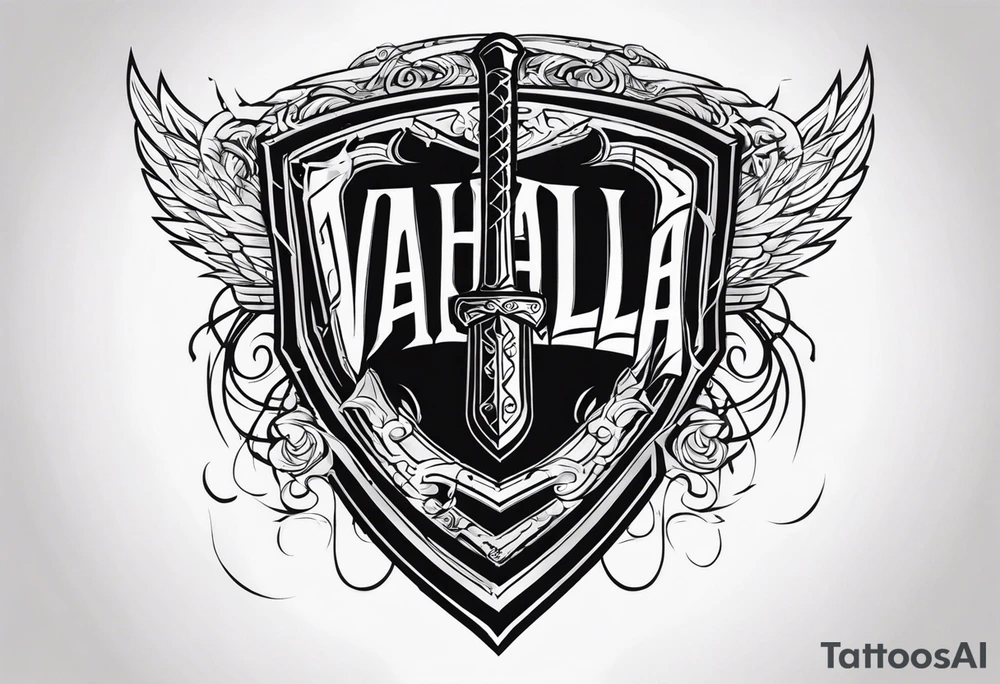 Valhalla sword shield lightning tattoo idea