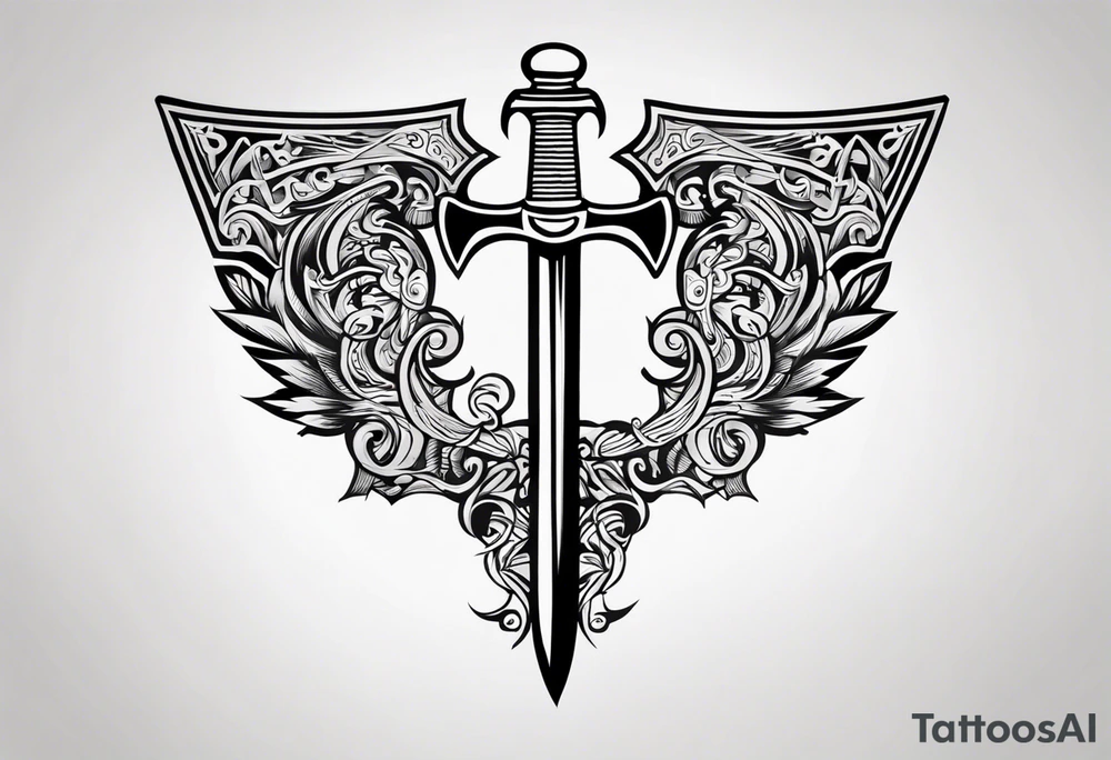 Valhalla axe sword tattoo idea