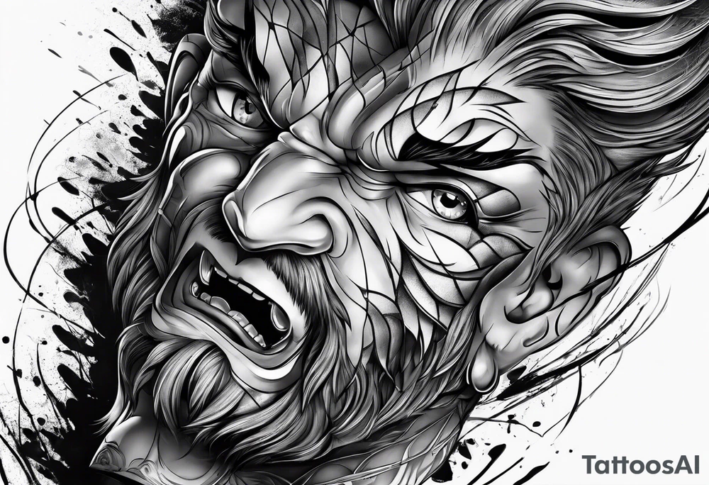 extreme anger pain on elbow tattoo idea