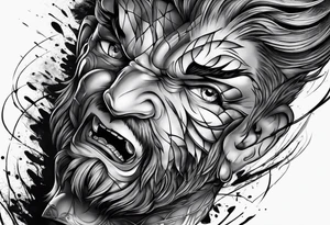 extreme anger pain on elbow tattoo idea