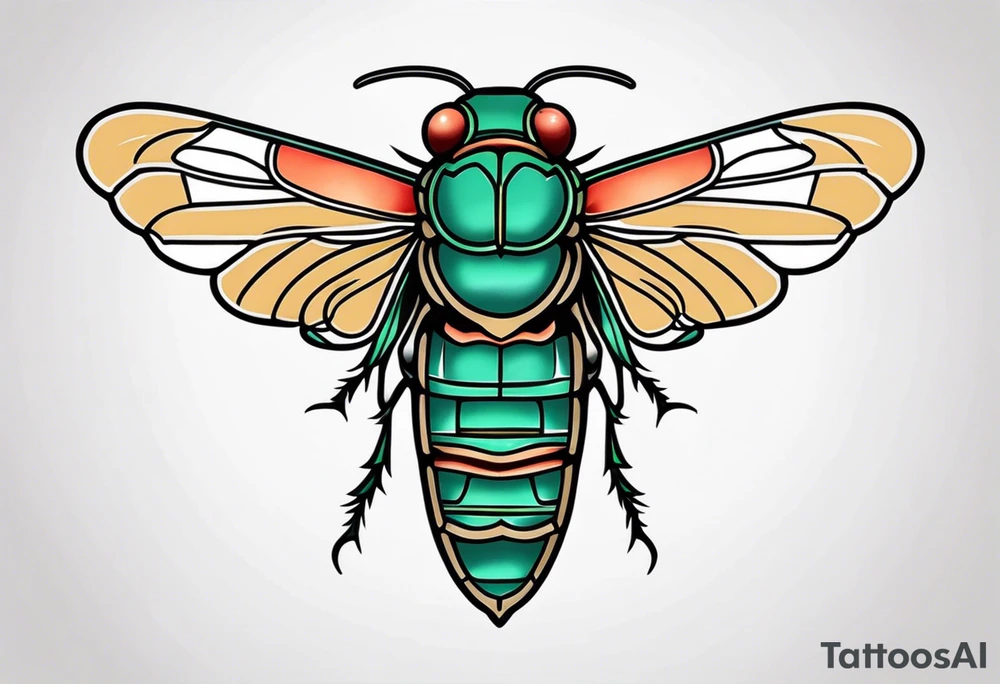 Neo traditional cicada tattoo idea