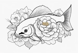 Koi fish with Taurus birth flower in the middle tattoo idea