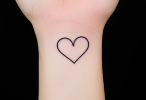 A minimalist heart outline split into two (Color: Black with a subtle red gradient along the edges) tattoo idea