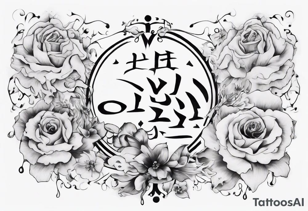 “ I think the meaning of my happiness is you” lyrics with hints of water movement, true love tattoo idea