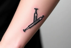 nurse syringe crossing like crossbones tattoo idea