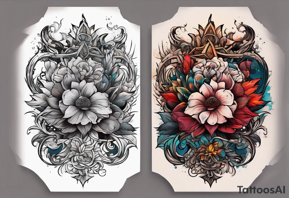 Chaos vs peace, mental anguish, peaceful tattoo idea