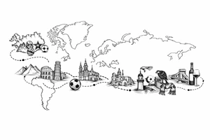 A football journey no crests
A fine-line world map or stylized route connecting Iceland ➔ Italy ➔ Spain ➔ Turkey ➔ Hungary ➔ France, with minimalist markers for each club.
Iceland x3 (sindri, ibv, stjarnan)
Italy x2 (Verona, Sassuolo)
Spain (Logrono) 
Turkey x2 (Fenerbahce, Besiktas)
Hungary (Fradi)
France (Bordeaux) tattoo idea