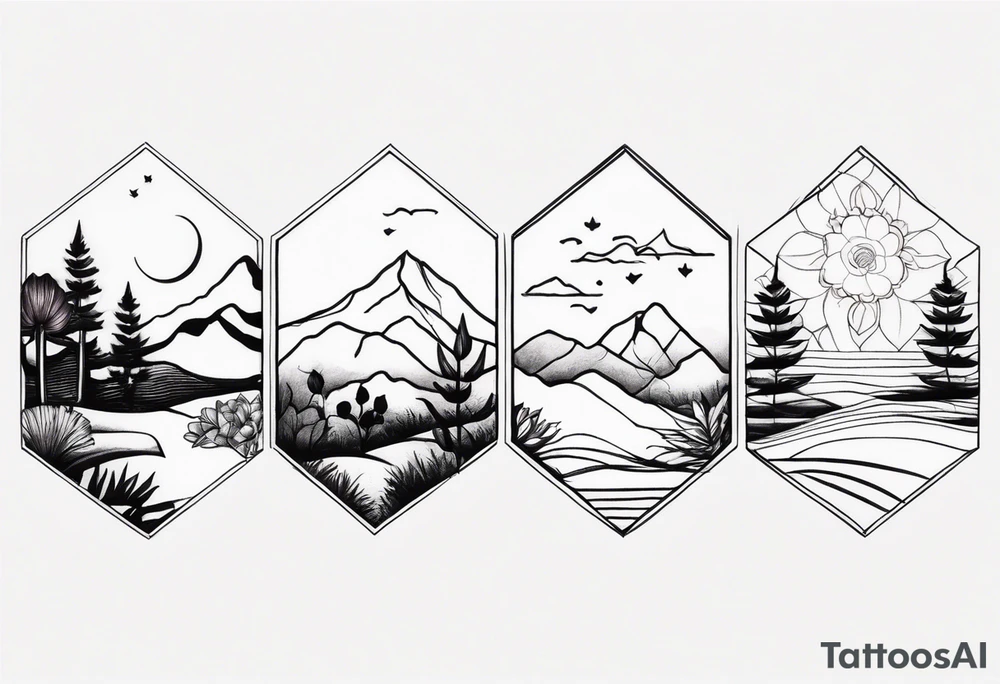 very small minimalist tattoo for female flower or landscape tattoo idea