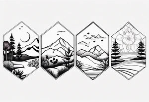 very small minimalist tattoo for female flower or landscape tattoo idea