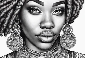 Black Woman with locs and mandala tattoo idea