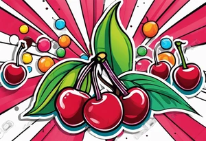 Cherries with candy tattoo idea