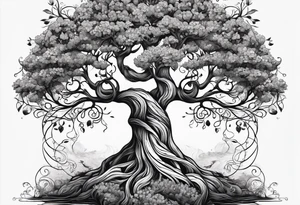 Nordic tree of life made of two trees twisting together tattoo idea