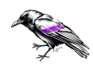 A crow tattoo that incorporates a strip/band of purple somewhere in the design to represent dealing with domestic abuse. Be creative. tattoo idea