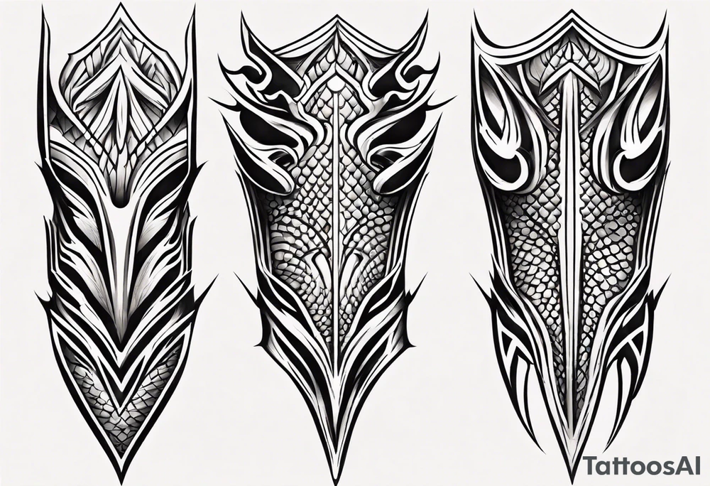 Dragonscale Leg armor symmetrical tattoo idea