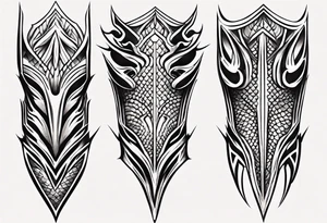 Dragonscale Leg armor symmetrical tattoo idea