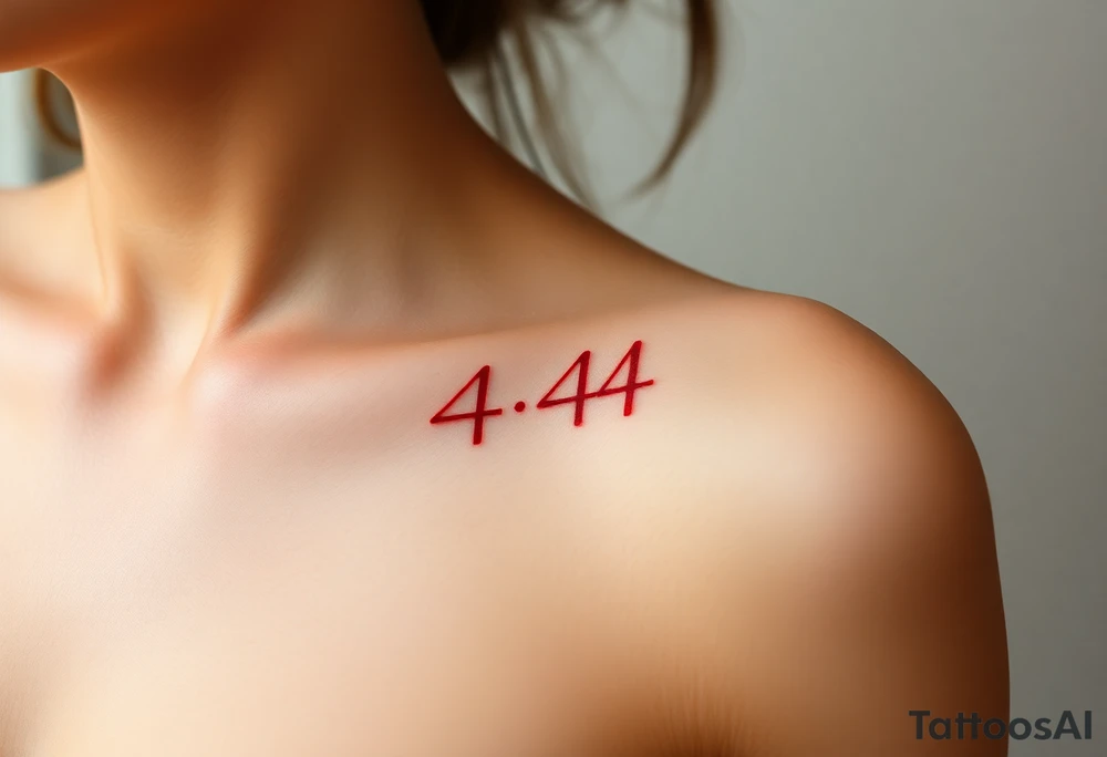 red tattoo that says 444 tattoo idea