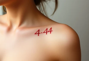 red tattoo that says 444 tattoo idea