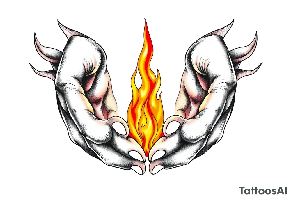 Fire between hands tattoo idea